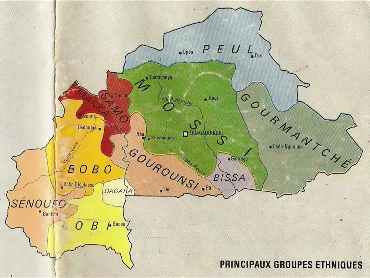 Carte expliquant la distribution en langue Gourmantché au Burkina Faso